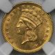 1873 Open 3 Type 3 Indian Princess Large Head Gold Dollar $1 Ms 62 Ngc Gold photo 2