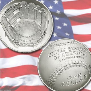 2014 P - National Baseball Hall Of Fame Silver Dollar Uncirculated Dome Bu Coin photo