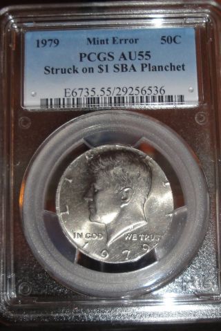 1979 Kennedy Half Dollar Struck On $1 Sba Planchet.  Pcgs Wrong Planchet Error photo