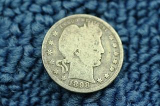 1898 Barber Or Liberty Head Quarter Dollar Item 351 photo