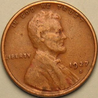 1927 S Lincoln Wheat Penny,  Less Than 15 Million Made,  Ab - 749 photo