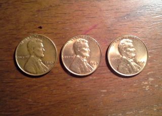 1956d,  1957d,  And 1958d Lincoln Wheat Cents photo
