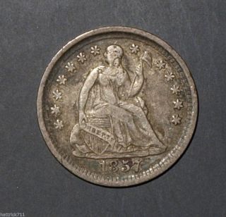 1857 Silver Seated Liberty Half Dime Choice Vf photo