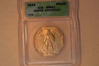 1925 Norse American Thin - Icg Ms - 61.  Very Pq Extremely Rare photo
