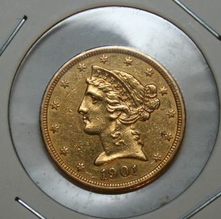 1901 - S Key Date Liberty Head $5 Gold Coin Very Pretty Coin photo