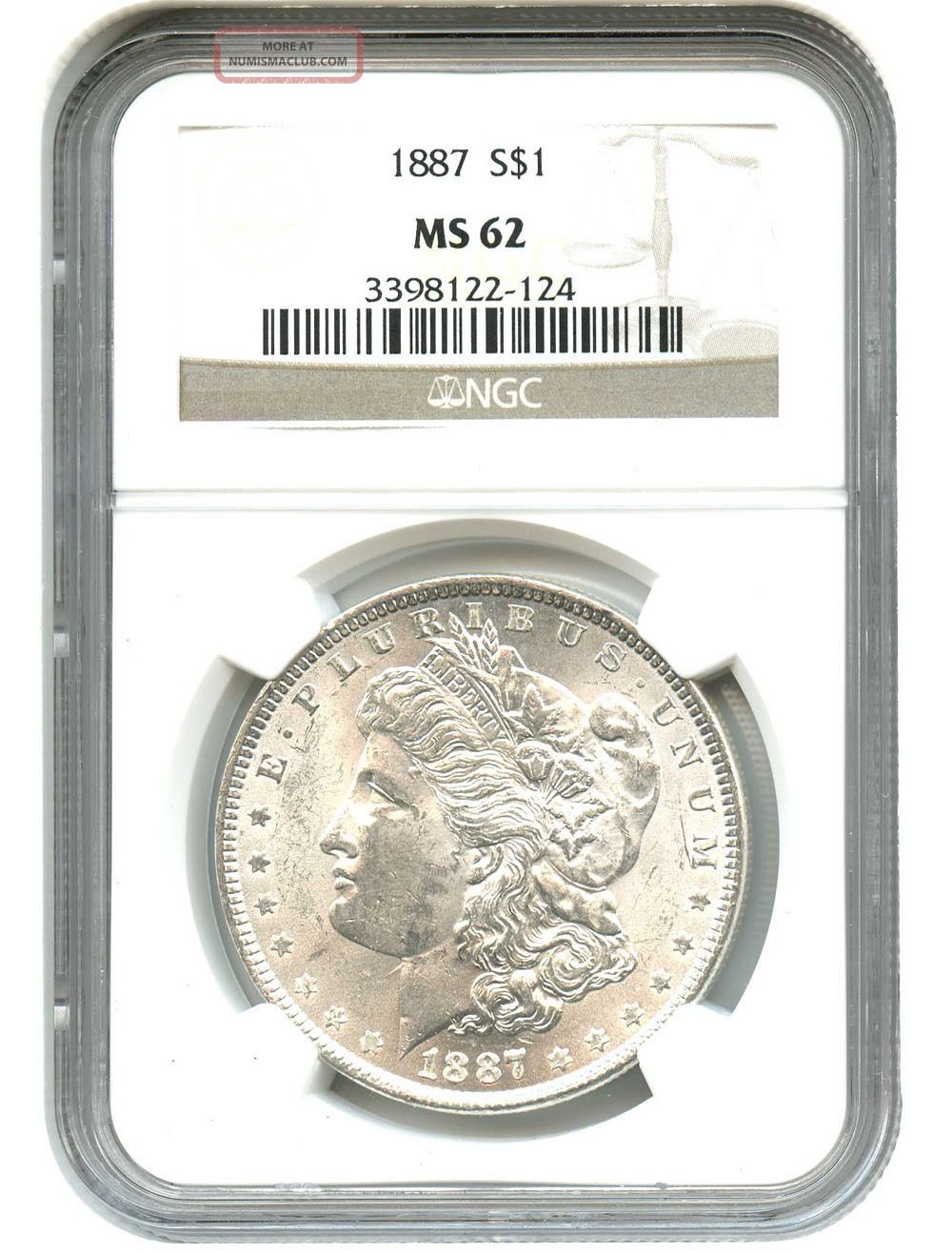 1887 $1 Ngc Ms62 Morgan Silver Dollar