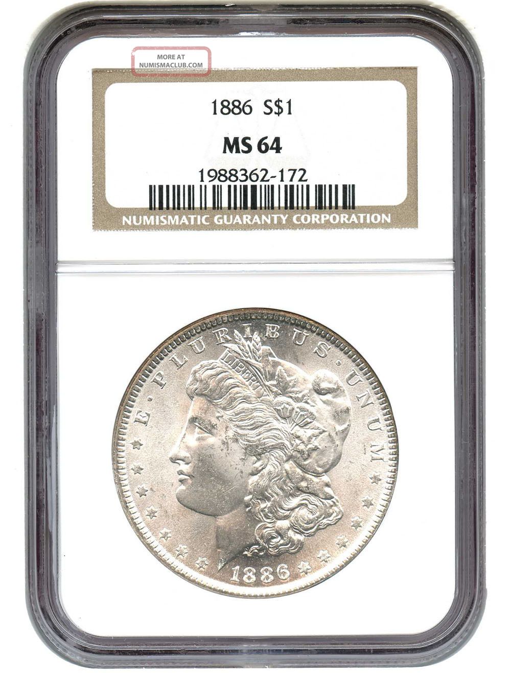 1886 $1 Ngc Ms64 Morgan Silver Dollar