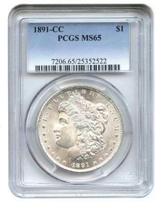 1891 - Cc $1 Pcgs Ms65 Morgan Silver Dollar photo