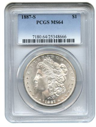 1887 - S $1 Pcgs Ms64 Morgan Silver Dollar photo