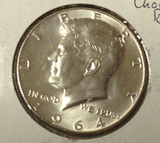 T453 : 1964 - P Choice Bu Unc Silver Kennedy Half Dollar Coin :fairhouse photo