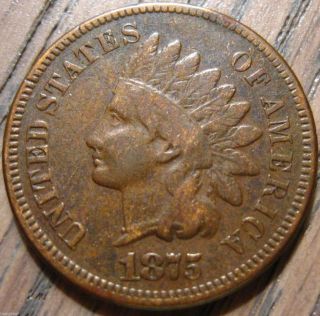 1875 Indian Head Cent Solid Mid - Grade Major Details Surfaces 1014 photo