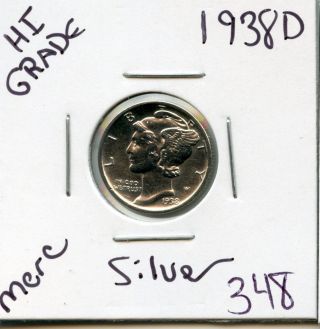 1938 D Mercury Dime Coin 348 $hi - Grade$genuine Us Mint$rare photo