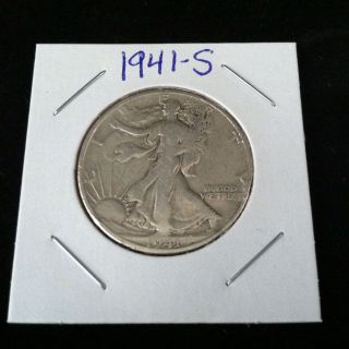 1941 S Walking Liberty 90% Silver Half Dollar.  900 Fine Silver & Usa Ship ' N photo