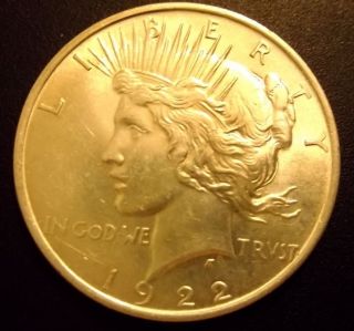 1922 Peace Dollar Au Silver photo