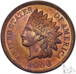 1906 Gem Brilliant Uncirculated Bu Toned Indian Head Cent Penny Unc 1c Us Coin photo