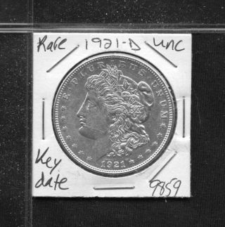 1921 D Bu Unc Morgan Silver Dollar 9859 Ms+++ Us Coin Rare Key Date Estate photo