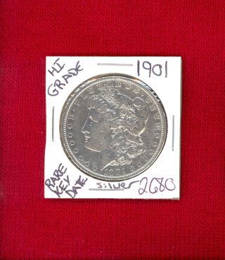 1901 Morgan Silver Dollar Coin 2680 $hi Grade$genuine Us Mint$rare Key Date photo