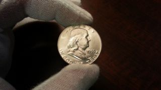 1955 - P Franklin Half Dollar 50c Bu 90% Silver 24 photo