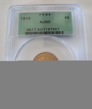 1910 $5 Dollar Indian Head Gold Coin Pcgs Au50 Ogh photo