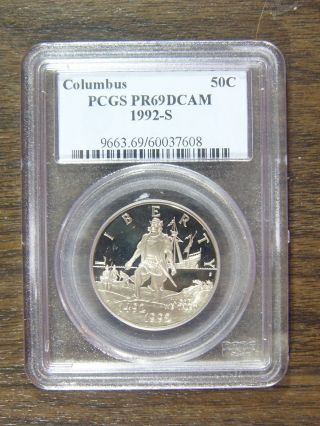 1992 - S Commemorative Half Dollar Columbus Pcgs Pr 69 Dcam Cert 60037608 photo