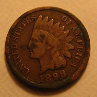 1898 Indian Head Penny Off Center Double Rim Broadstrike Rare Error. . . photo