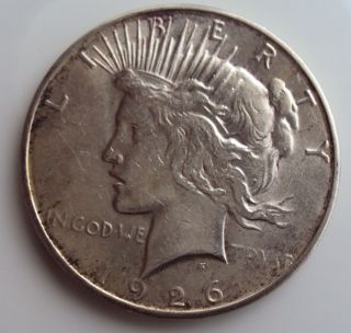 1926 - S Peace Silver Dollar Coin Luster Some Toning photo