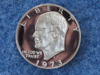 1973 - S Eisenhower Silver Deep Cameo Gem Proof Dollar B7426l photo