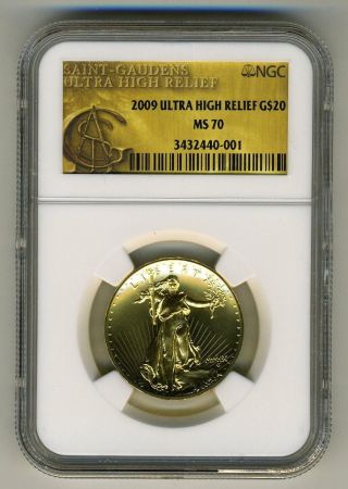2009 Ms70 Ngc Ultra High Relief $20 Gold Piece Double Eagle photo
