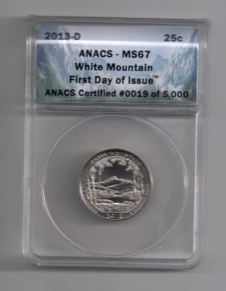 2013 - P Anacs Ms67 White Mountian First Day Of Issue photo