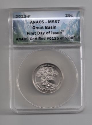 2013 - P Anacs Ms67 Great Basin First Day Of Issue photo