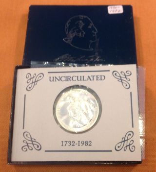 1982 - D George Washington Commemorative Silver Uncirculated Half & Box photo