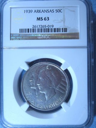 1939 Arkansas Commemorative Ngc Ms 63 Key Coin photo
