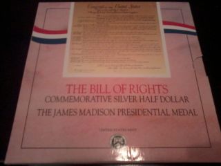 Bill Of Rights Silver Half Dollar And James Madision Presidential Medal photo