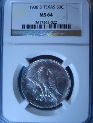 1938 D Texas Commemorative Half Dollar Ngc Ms64 Only 3,  775 Minted photo
