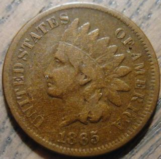 1865 Fancy 5 Indian Head Cent Mid Grade Details 73 photo