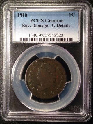 1810 Classic Head One Cent Pcgs Gunuine G Details  27255222 photo