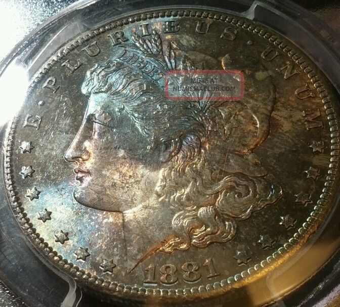1881 - S Morgan Dollar Pcgs Ms - 65, Cac Approved, Brilliant Blue Toning