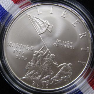 2005 Marine Corps 230th Anniversary Commemorative Silver Dollar Coin Us 5c2 photo