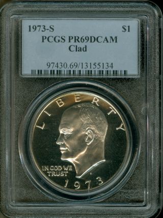 1973 - S Eisenhower Dollar $1 Pcgs Pr69dcam Finest Registry photo