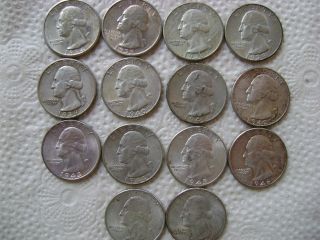 14 Nicer Washington Silver Quarters 1934 - 35 - 36 - 38 - 39 - 40 - 41 - 42 - 43 - 44 - 45 - 46 - 47 - 48 photo