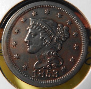 1853 Large Cent N - 3 Uncirculated photo