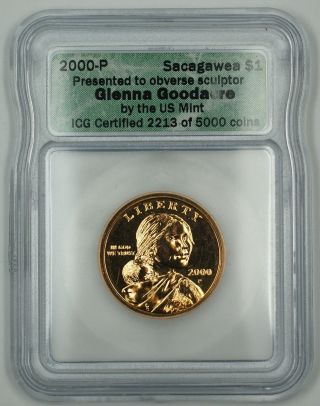 2000 - P Sacagawea Dollar Coin Icg Pres.  Us Sculptor Glenna Goodacre 2213 photo