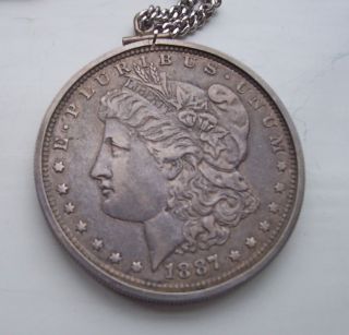 1887 O Morgan Silver Dollar Pendant Necklace photo