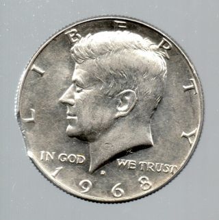 1968 - D 40% Silver Kennedy Half Dollar Error On Incomplete Clipped Planchet photo