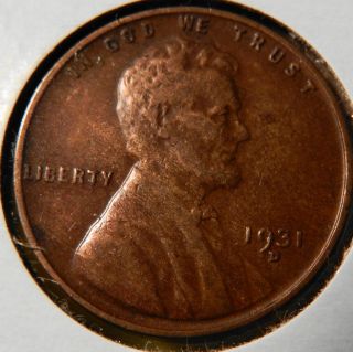 1931 - D Lincoln Wheat Cent X - Fine photo