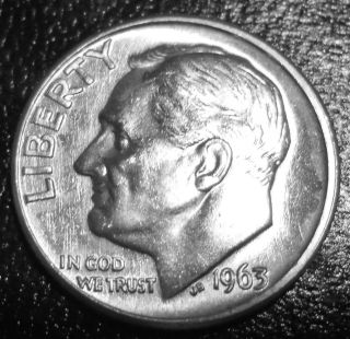 1963 - D Roosevelt Dime - 90% Silver - Business Circulated - Denver photo