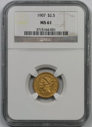 1907 Liberty Head Quarter Eagle Gold $2.  5 Ms 61 Ngc photo