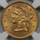 1900 Liberty Head Half Eagle Gold $5 Ms 62 Ngc Gold photo 2