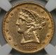 1882 Liberty Head Half Eagle Gold $5 Au 53 Ngc Gold photo 2