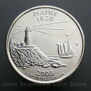 2003 - P Maine State Quarter 25c Us Coin Choice Bu photo